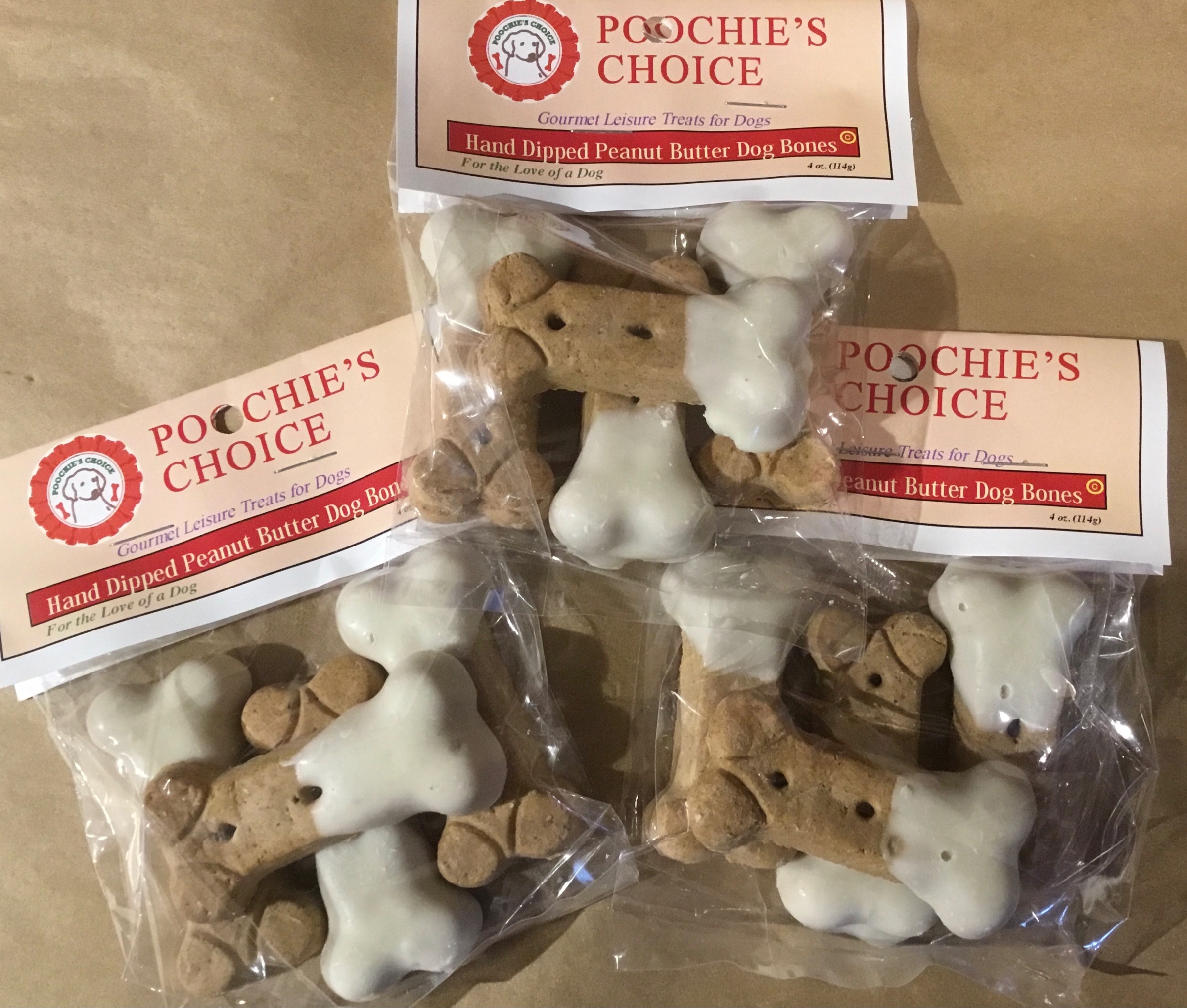 Hand Dipped Peanut Butter Dog Bones